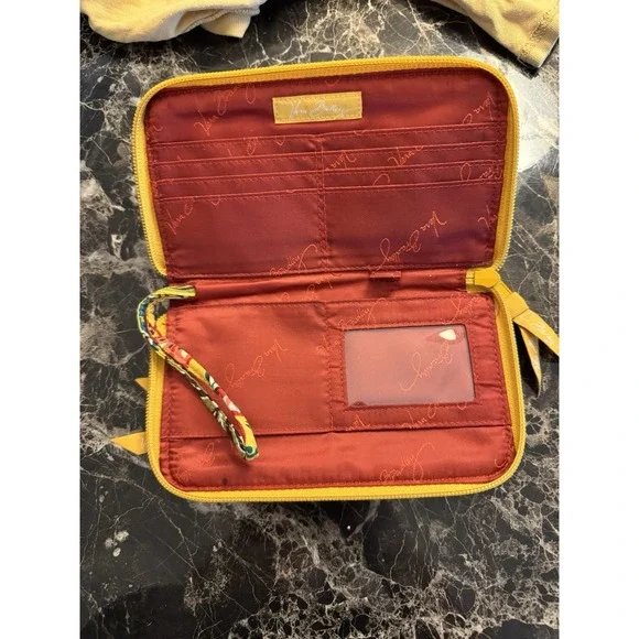 Vera Bradley Zip Up Wallet Yellow Provencal Floral and Paisley Pattern Retired - Picture 3 of 3